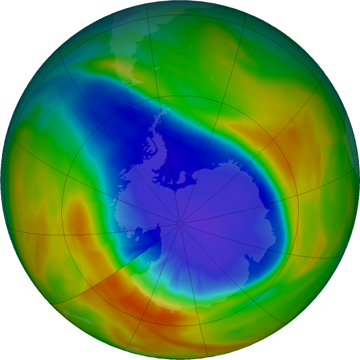 Antarctic ozone map for 24 September 2017